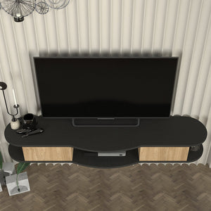 Hængende tv-lavtavle Nyskiri 150x35x19 cm antracit/eg-look [en.casa]
