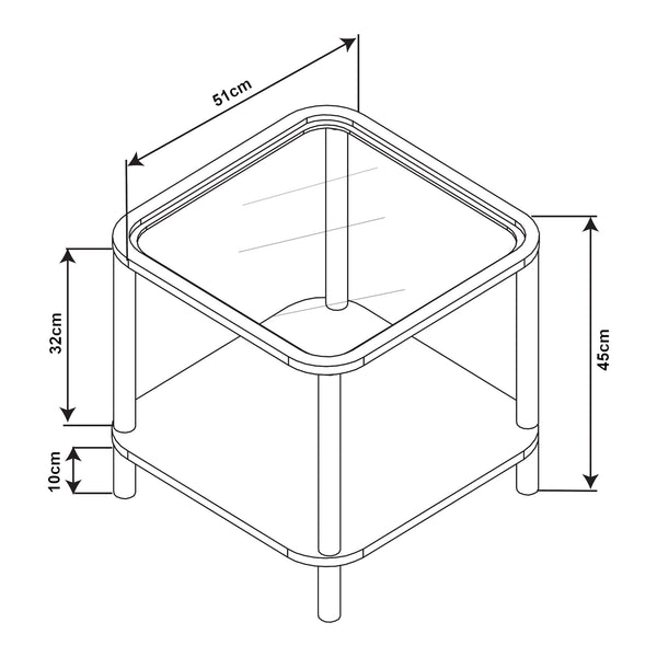 Latama sidebord med glasplade 51x51x45 cm sort/bronze glas [en.casa]