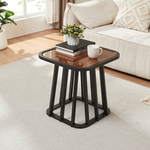 Burgess sidebord 51x51x51 cm sort/valnødde-look [en.casa]
