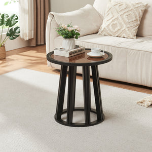 Burgess sidebord 51xØ51 cm sort/valnøddetræ [en.casa]