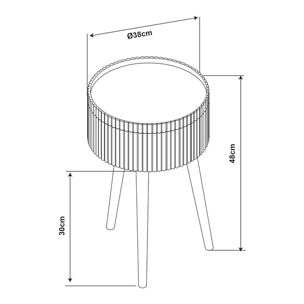 Bongard sidebord med opbevaringsplads Ø38x48 cm Hvid [en.casa]