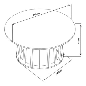 Buzzard sofabord Ø90x45 cm sort/beton-look [en.casa]
