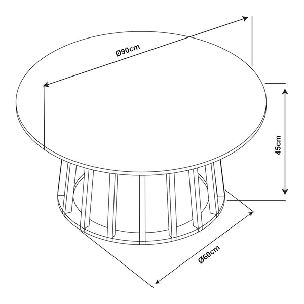 Buzzard sofabord Ø90x45 cm sort/beton-look [en.casa]