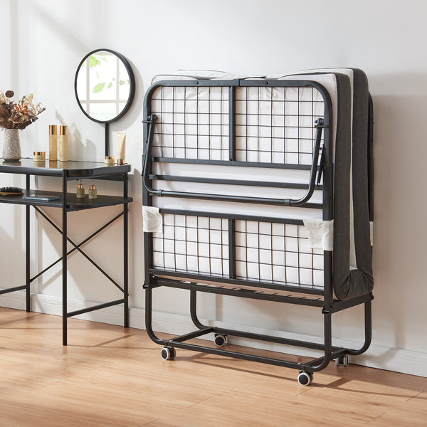 Metalfoldeseng Borjavle med madras 200x90cm sort [en.casa]
