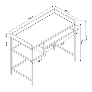 Skrivebord Belana 100x43x82 cm sort/eg-look [en.casa]