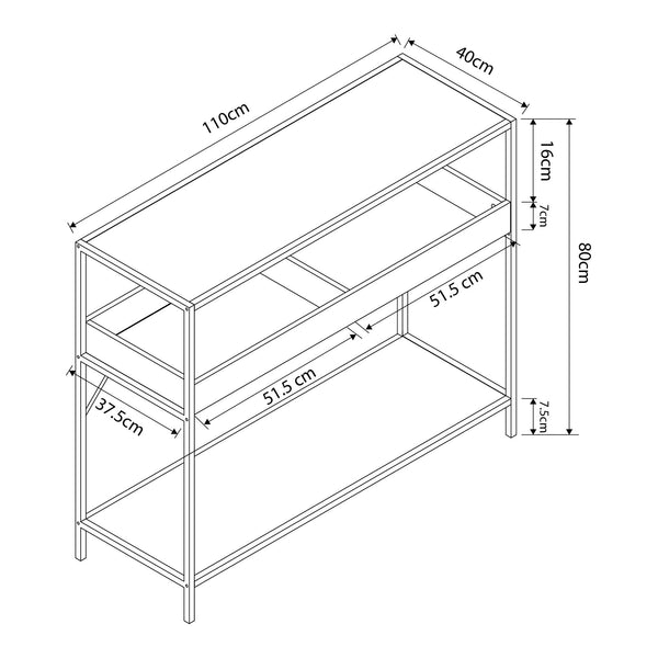 Konsolbord Belana 110x40x80 cm sort/eg-look [en.casa]