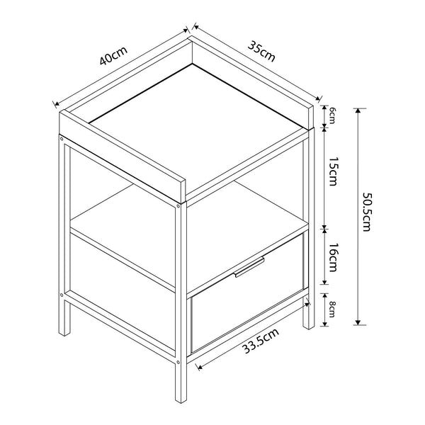 Sengebord Belana 51x40x35 cm sort/eg-look [en.casa]