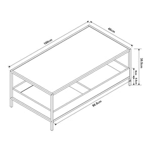 Sofabord Belana 100x48x39 cm sort/eg-look [en.casa]
