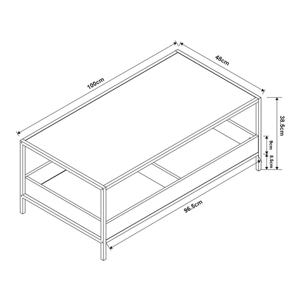 Sofabord Belana 100x48x39 cm sort/eg-look [en.casa]