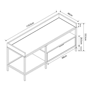 TV-bord Belana 120x40x54 cm sort/eg-look [en.casa]