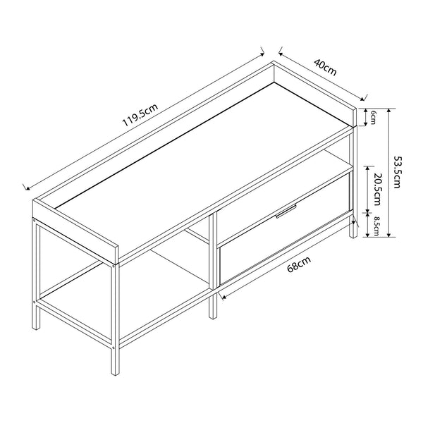 TV-bord Belana 120x40x54 cm sort/eg-look [en.casa]
