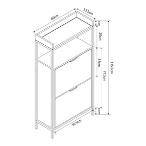 Belana skovogn med 2 klapper 116x60x24 cm sort/eg-look [en.casa]