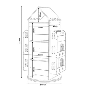 Roterende børnehylde Sanköre 122x64x43 cm fyrretræ natur [en.casa]