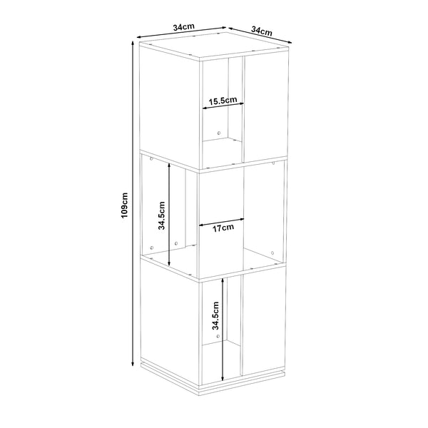 Drejelig bogreol Fjelmarirg 109x34x34 cm Hvid [en.casa]