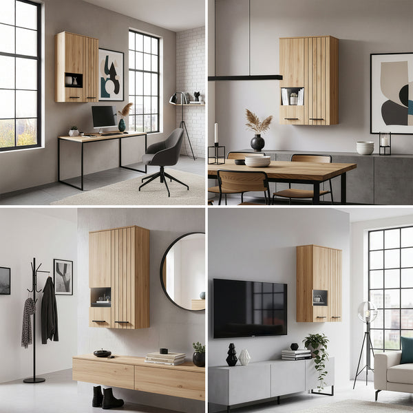 Vægskab burl 98x60x38 cm egetræslook [en.casa]