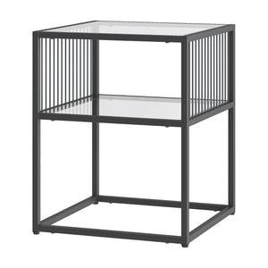 Tronevn sidebord med glasplade 50x40x40 cm sort [en.casa]