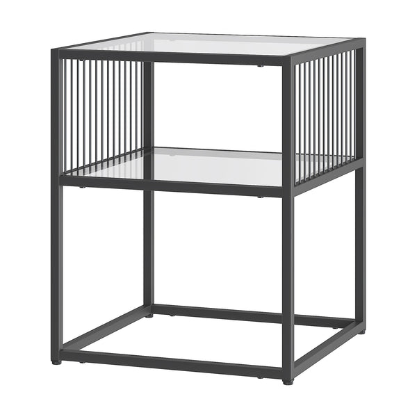 Tronevn sidebord med glasplade 50x40x40 cm sort [en.casa]