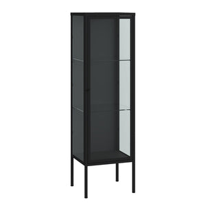 Borshavisa vitrineskab 116x34x30 cm stål sort [en.casa]