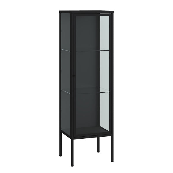 Borshavisa vitrineskab 116x34x30 cm stål sort [en.casa]