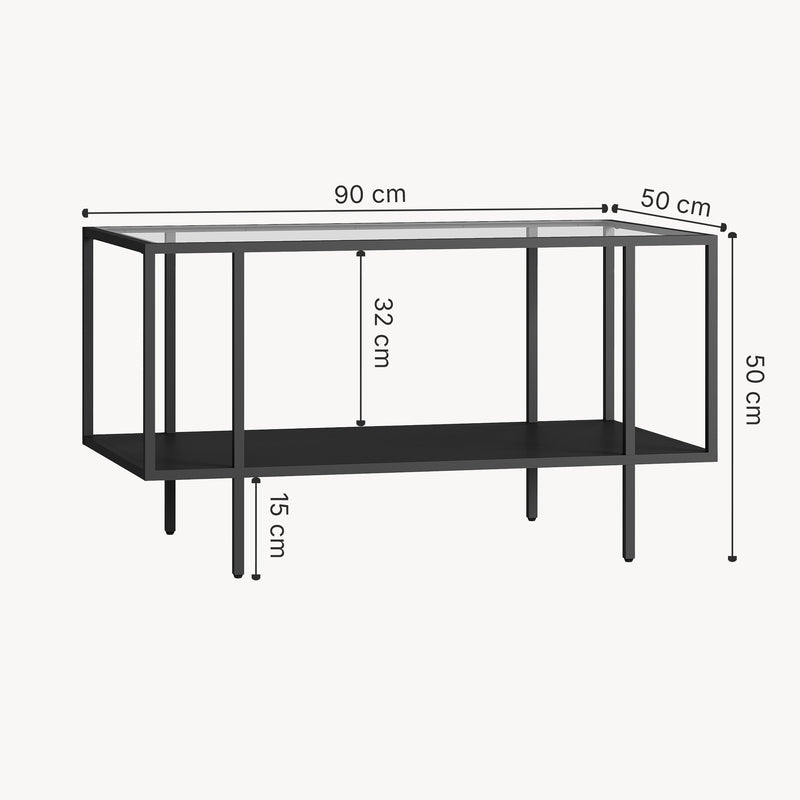 Målskitse Sofabord Nynna 90x50x50 cm sort [en.casa]