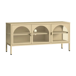 Vitrineskab-Sideboard Klippestad Stål 118x35x55 cm Kamel Farve [en.casa]