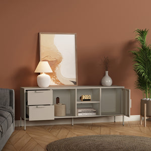TV-skab Kliri Stål 150x35x58 cm Kamel farve [en.casa]