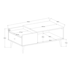 Sofabord Hallevil med skuffe 106x59x44 cm lysegrå [en.casa]