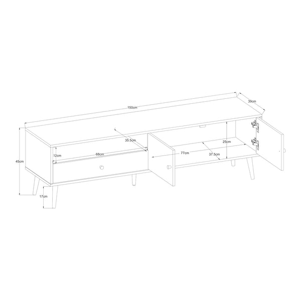 TV-møbel Hallevil 150x39x45 cm hvid [en.casa]