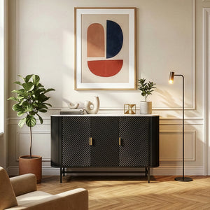 Sideboard Olvehok 110x40x77 cm Sort/Marmorlook, hvid [en.casa]
