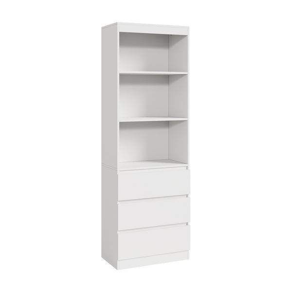 Les reol med 3 skuffer 180x60x35 cm Hvid [en.casa]