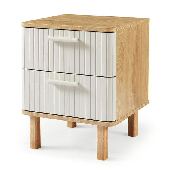 Ferrersp sengeskab med 2 skuffer 50x40x40 cm egetræslook/sandfarver [en.casa]