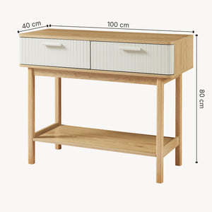 Konsolbord Ferrersp med 2 skuffer 100x40x80 cm egetræslook/sandfarver [en.casa]