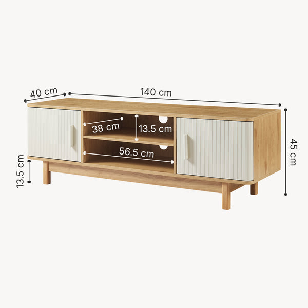 TV-møbel Ferrersp med 2 døre 140x40x45 cm egetræslook/sandfarver [en.casa].
