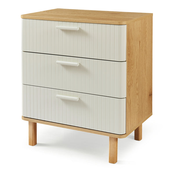 Kommode Ferrersp med 3 skuffer 70x60x40 cm egetræslook/sandfarver [en.casa]