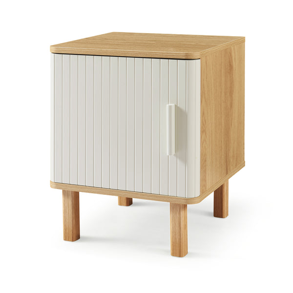 Ferrersp sengeskab med låge 50x40x40 cm egetræslook/sandfarver [en.casa]