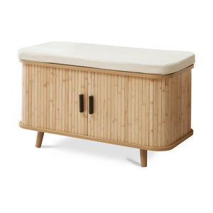 Skoskab med sædehynde Tvedestrand 50x80x40 cm Bambus/Beige [en.casa]