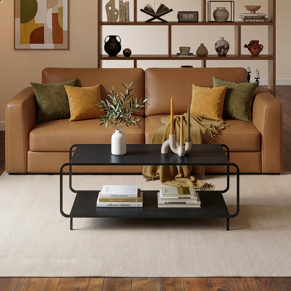 Sofabord Færder 115x50x45 cm stål sort [en.casa]