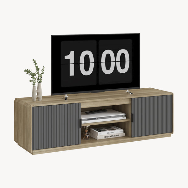 Tv-skab Trömi 150x40x43 cm Eg-look/Grå [en.casa]