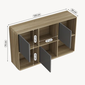 Sideboard Trömi 75x120x30 cm Eg-look/Grå [en.casa]