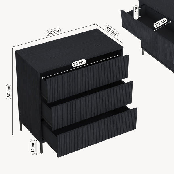 Kommode Nykapin 80x80x40 cm Sort [en.casa]
