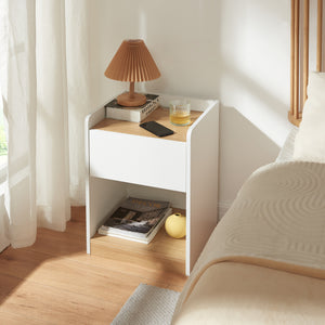 Sengebord Kuorshare 55x42x37 cm hvid/eg-look [en.casa]