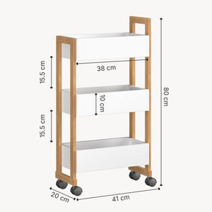Varulta trolley 80x41x20 cm natur/hvid [en.casa]