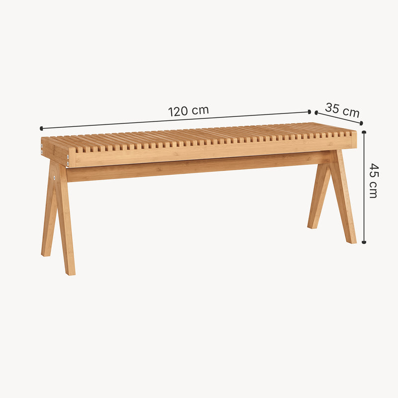 Målskitse Bænk Lasdarvoo 120x35x45 cm naturlig bambus [en.casa]