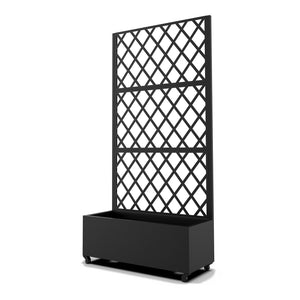 Skillevæg Malja med blomsterkasse i stål 190x82x38 cm sort [casa.pro].