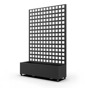 Skillevæg Toma med blomsterkasse i stål 190x82x38 cm sort [casa.pro]