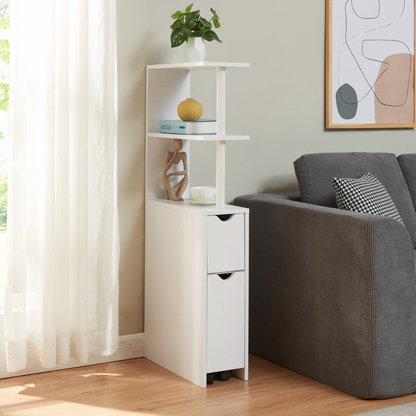 Nichehylde med udtræk Fadeskimma 113x19x45 cm Hvid [en.casa]