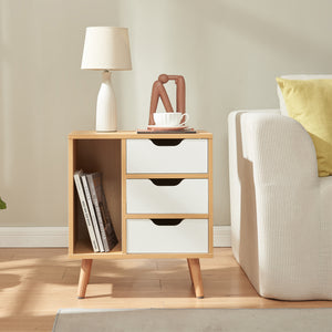 Sengebord Bordkak 55x48x30 cm egetræslook/hvid [en.casa]