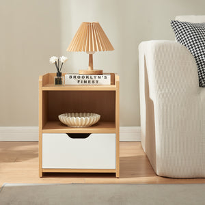 Sengebord Bordkak 45x36x34 cm egetræslook/hvid [en.casa]