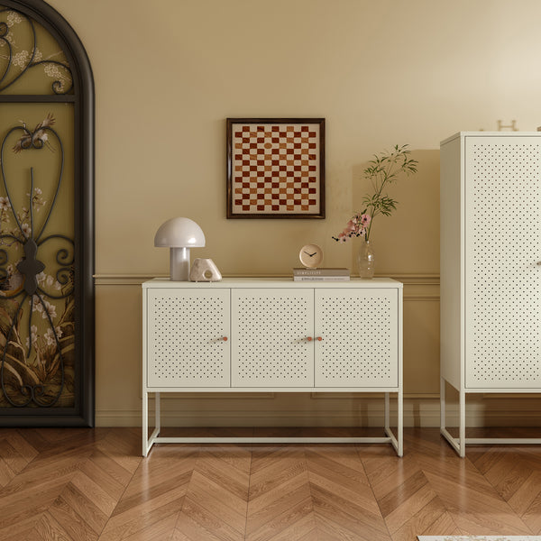 Sideboard Viitasaari 120x40x80 cm stål cremehvid [en.casa]