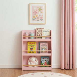 Børnebøgerreol Virer 78x60x18 cm Rosa [en.casa]